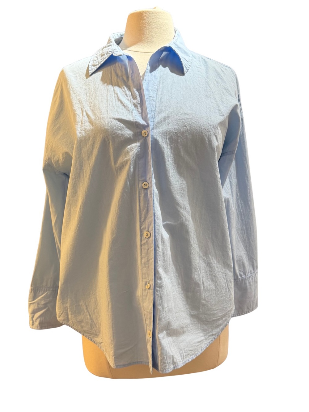 Zara Light Blue Oversized Cotton Button Down Shirt Size M